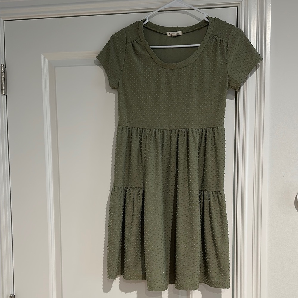 Olive Green Babydoll Mini Dress